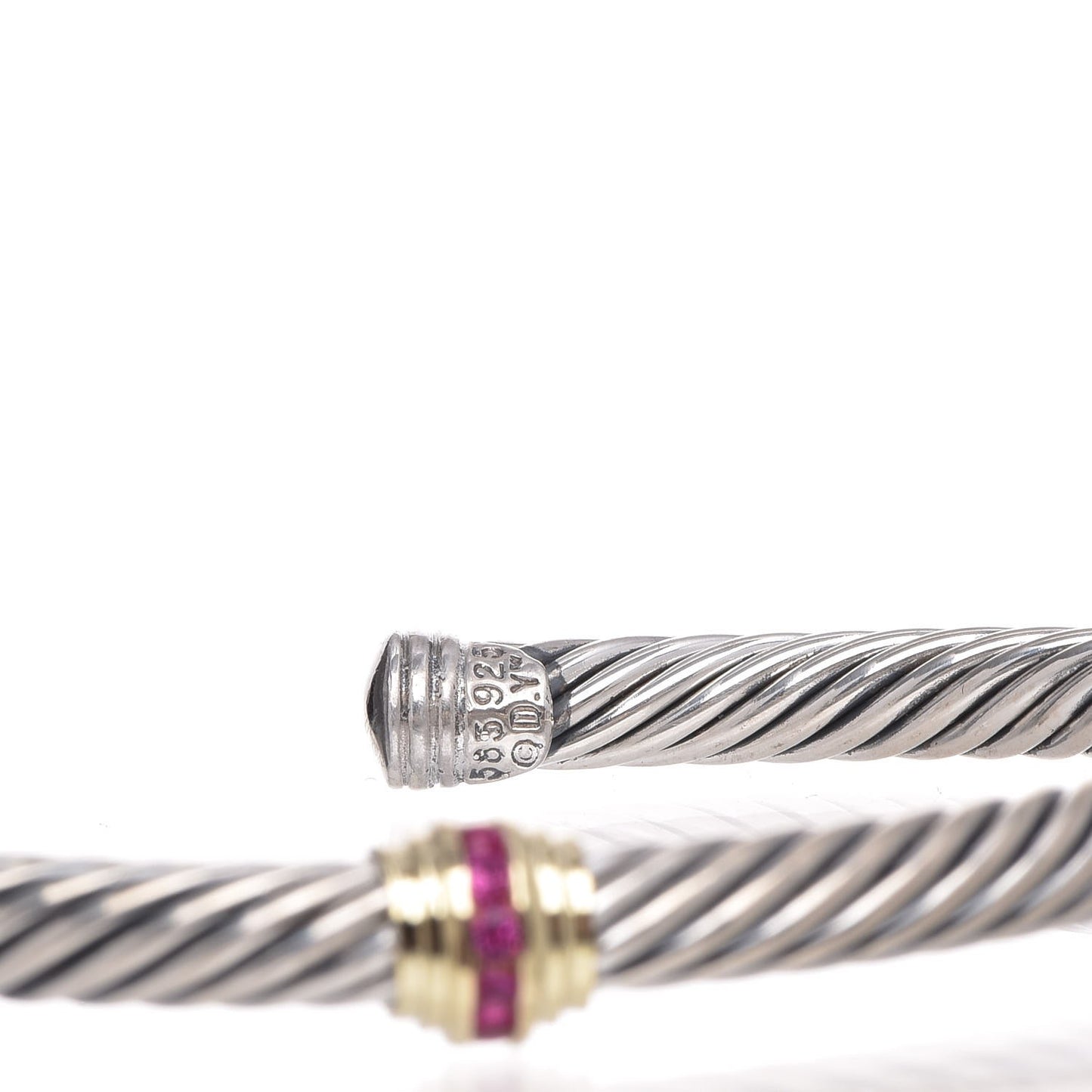 Sterling Silver 14K Yellow Gold Ruby 5mm Cable Classics Two Station Bracelet