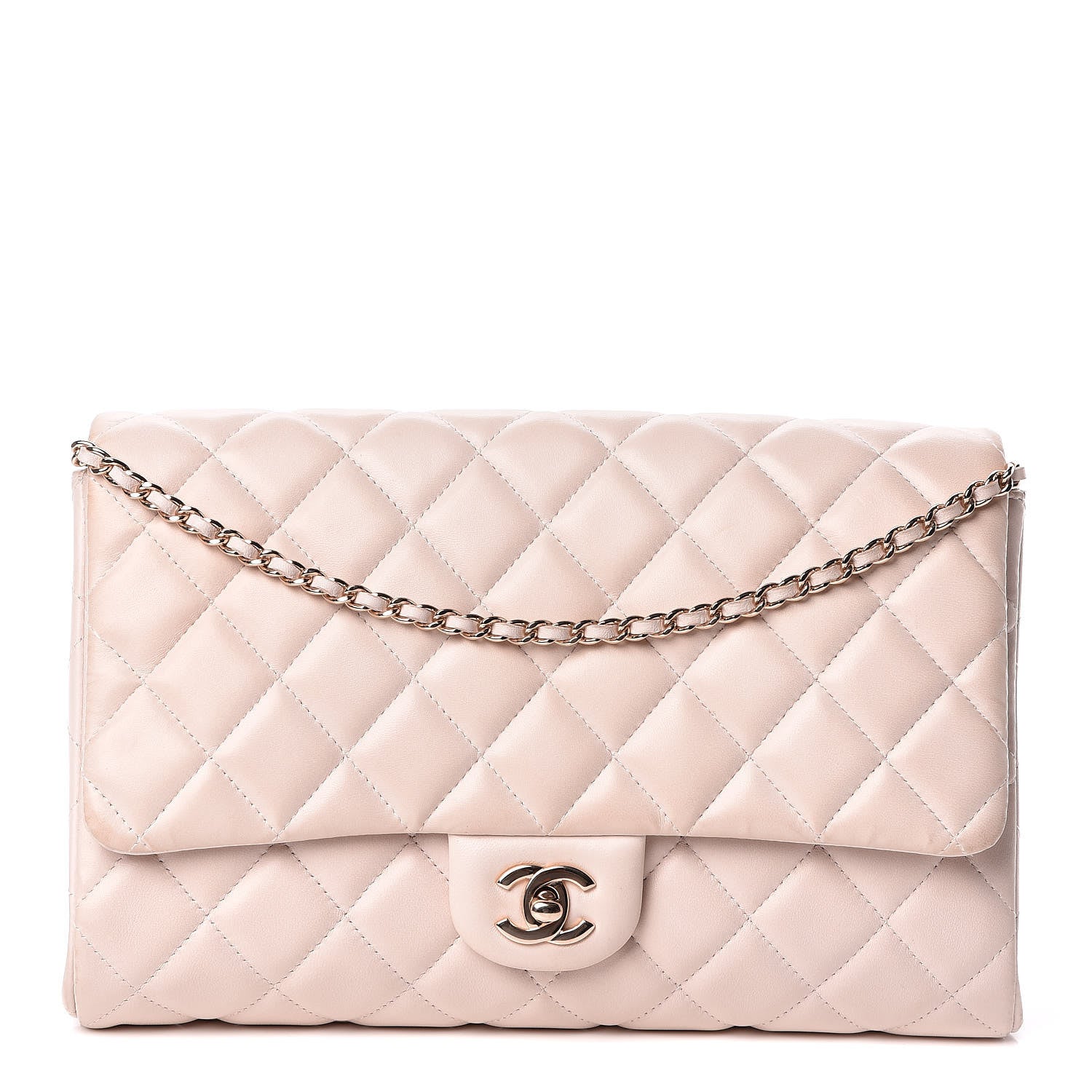 Chanel Lambskin Quilted Clutch With Chain Flap Beige Clair 1 of 11
