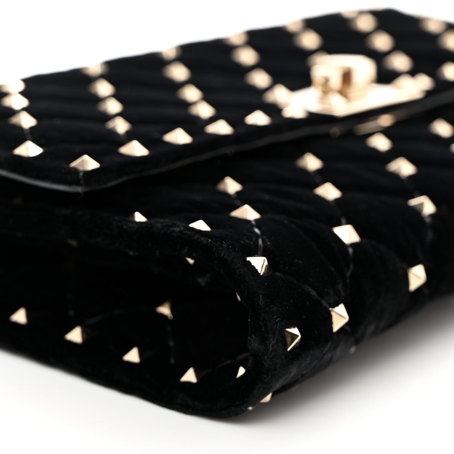 Valentino Garavani Velvet Rockstud Spike Wallet on Chain Black 8 of 9