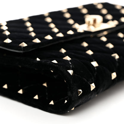 Valentino Garavani Velvet Rockstud Spike Wallet on Chain Black 8 of 9