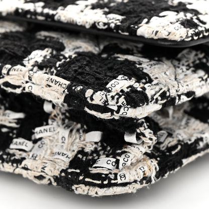 Chanel Tweed Quilted Wallet On Chain WOC Black Ecru White 11 of 12