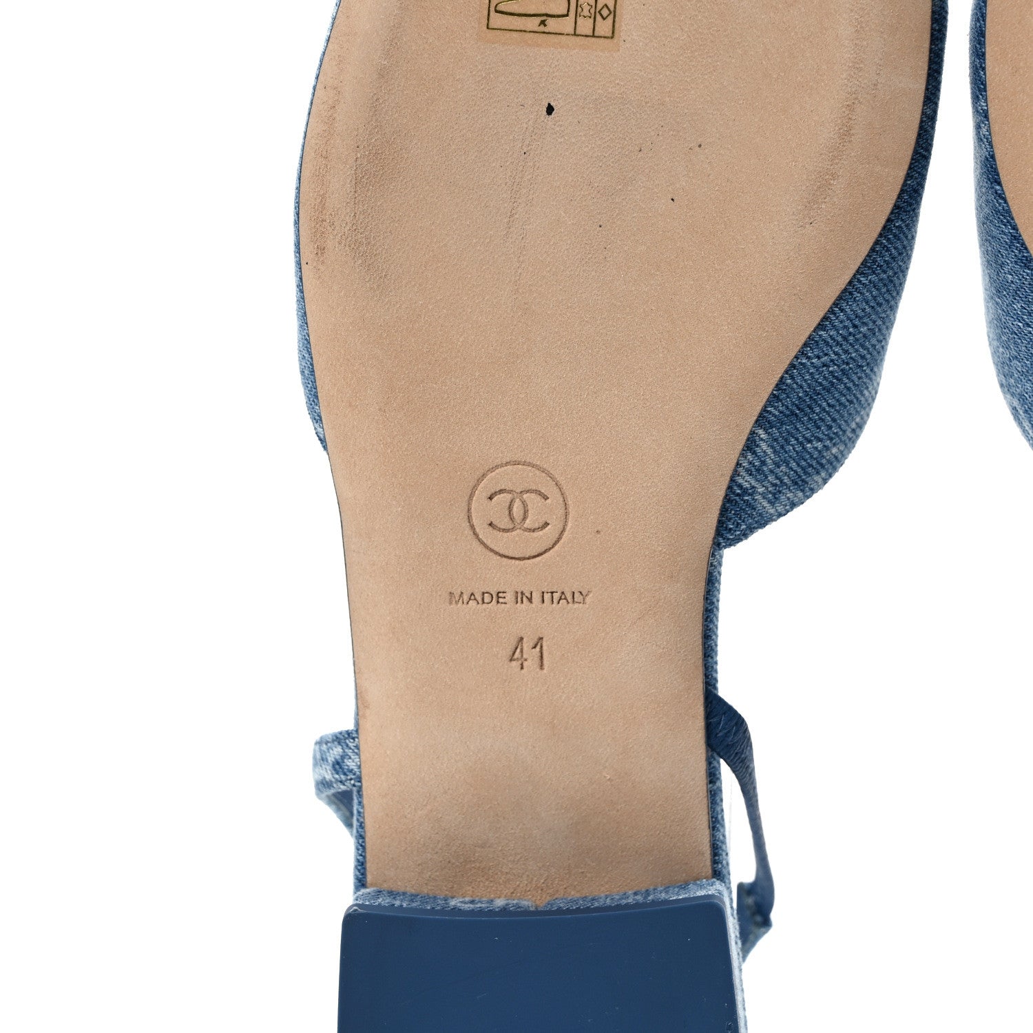 Chanel Denim Cap Toe CC Slingback Flats 41 Light Blue Multicolor 6 of 9