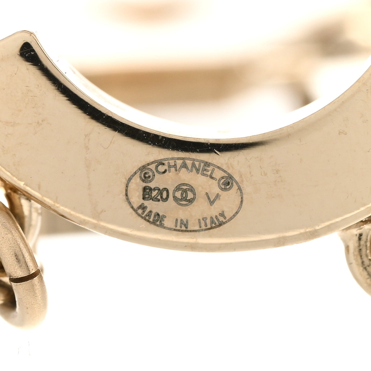 Metal Cha-Nel Logo Drop Earrings Gold