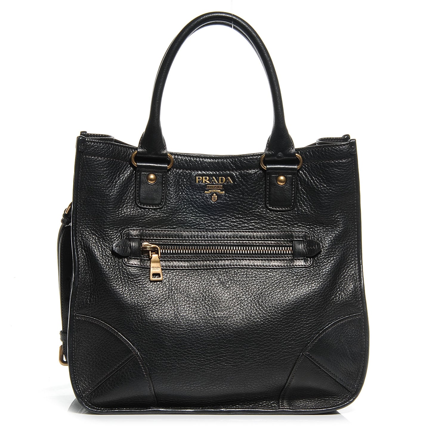 Deerskin Zipper Detail Tote Black