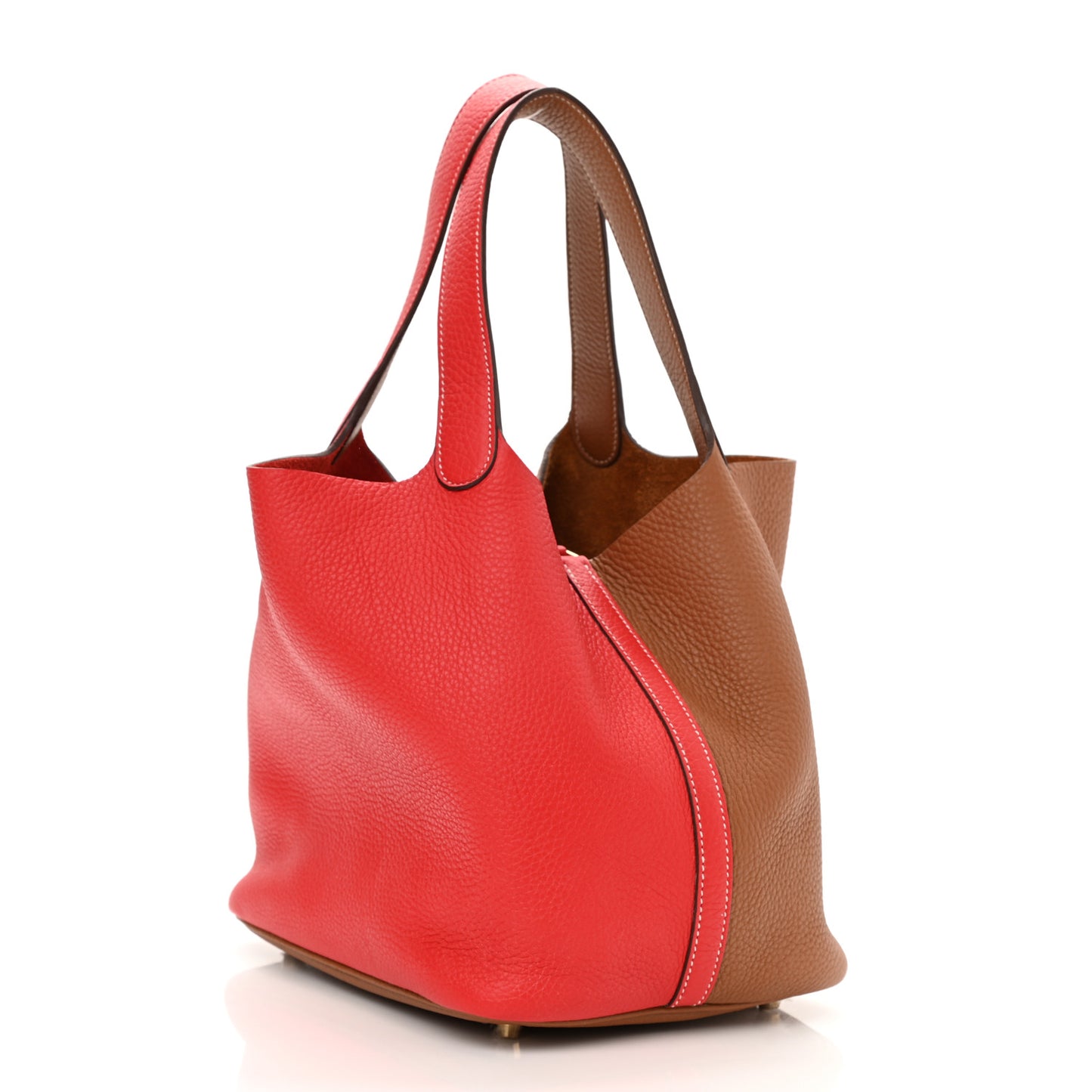 Taurillon Clemence Casaque Picotin Lock 22 MM Gold Rouge De Coeur