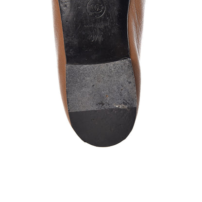 Chanel Patent Goatskin Cap Toe Ballerina Flats 37.5 Camel 14 of 18