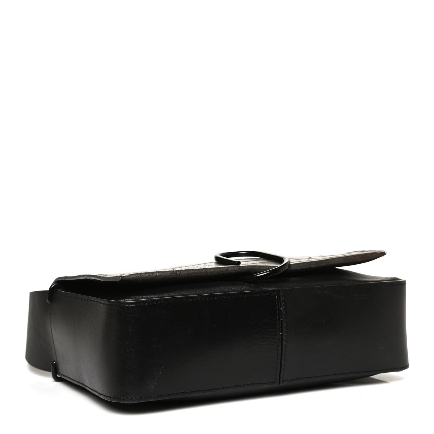 Metallic Calfskin Alix Crossbody Bag Black Gunmetal