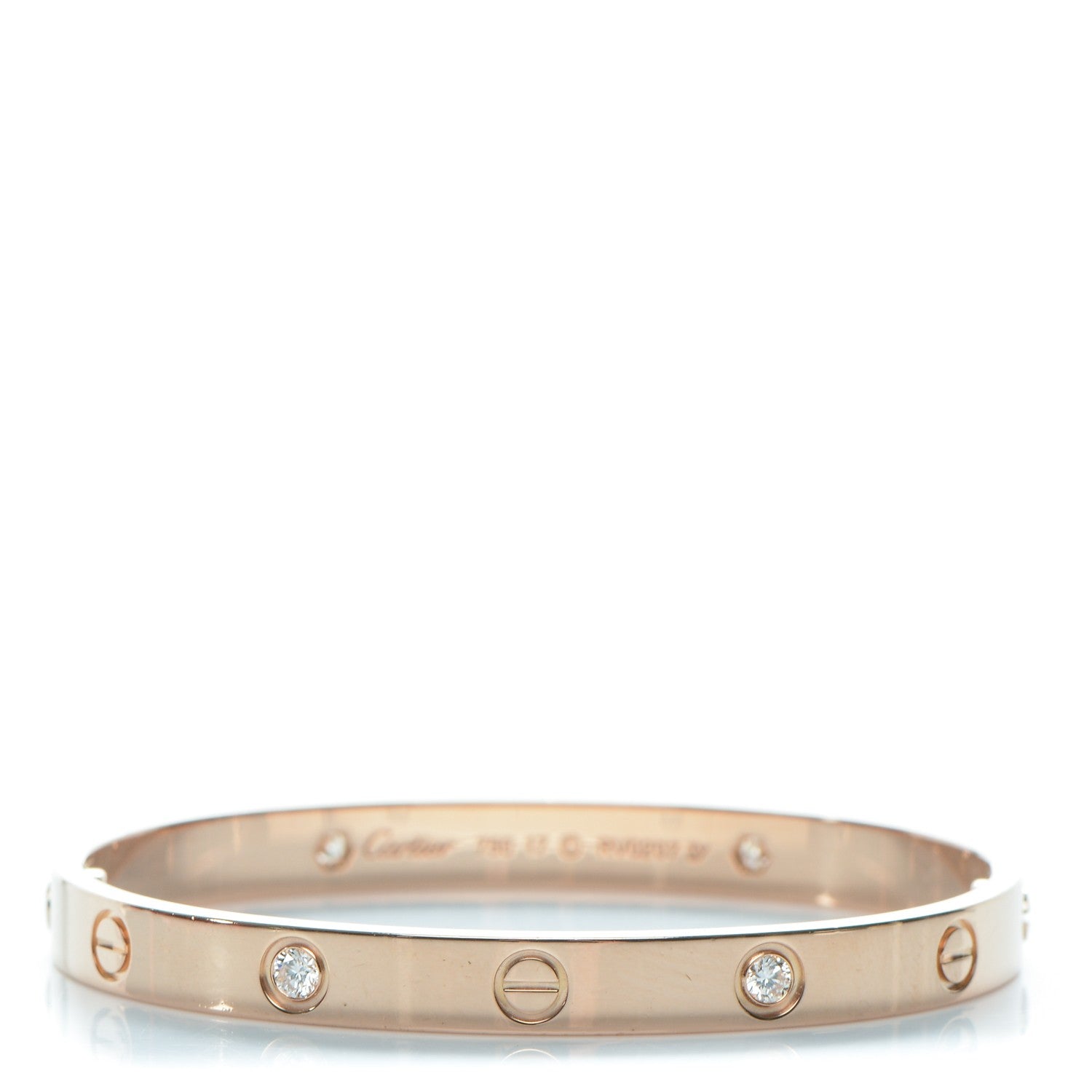 Cartier 18K Pink Gold 4 Diamond LOVE Bracelet 17 1 of 5