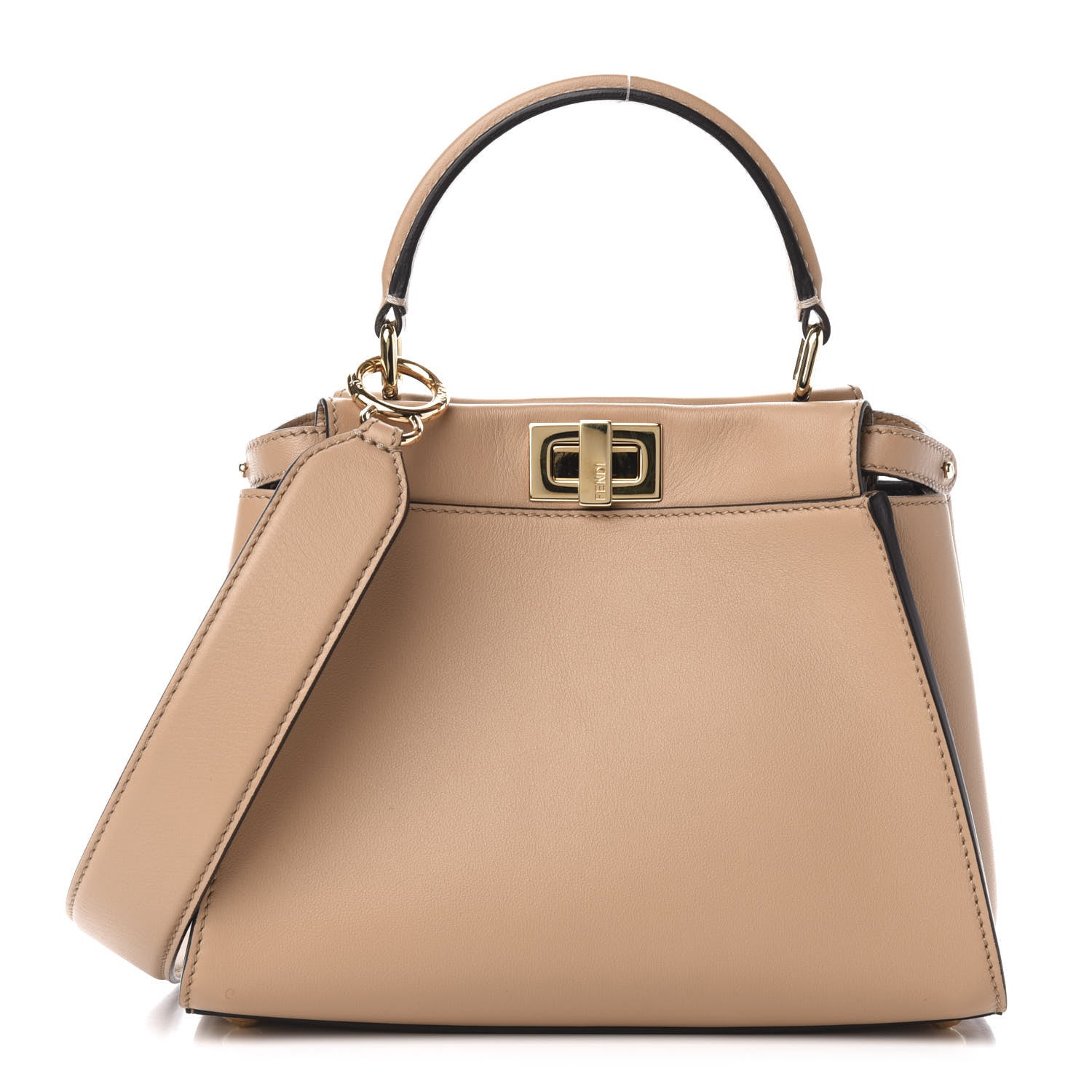Fendi Vitello Seta Nabuk Pequin Mini Peekaboo Iconic Satchel Cuoio Tobacco Moro 1 of 10