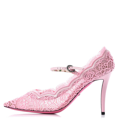 Gucci Lace Pizzo Venice Pumps 38.5 Sugar Pink 1 of 7