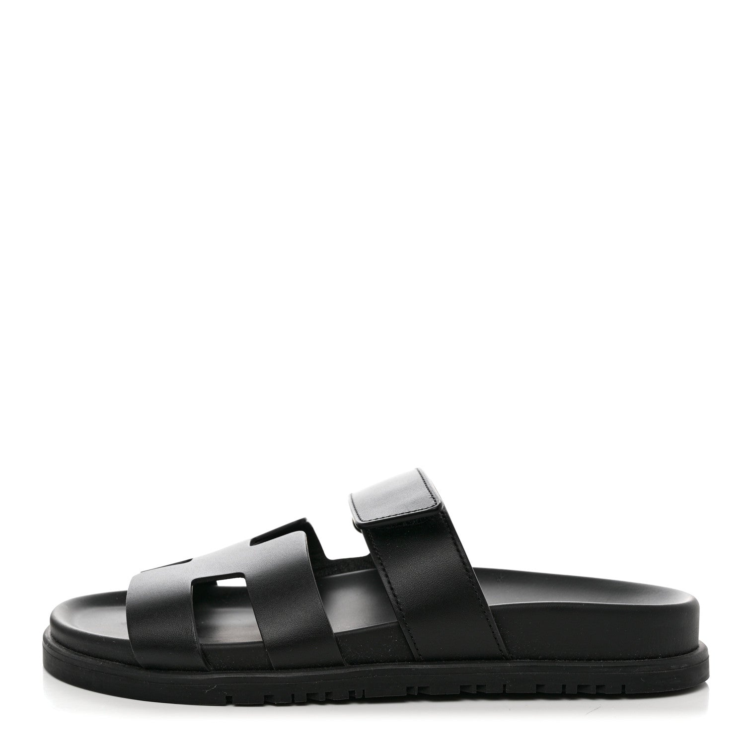 Hermes Calfskin Womens Chypre Sandals 36.5 Black 1 of 9