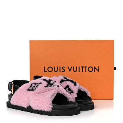 Louis Vuitton Shearling Paseo Sandals 38 Pink 8 of 8