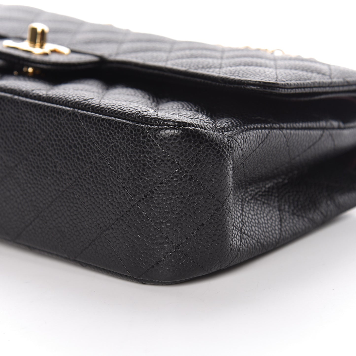 Caviar Quilted Medium Double Flap Black