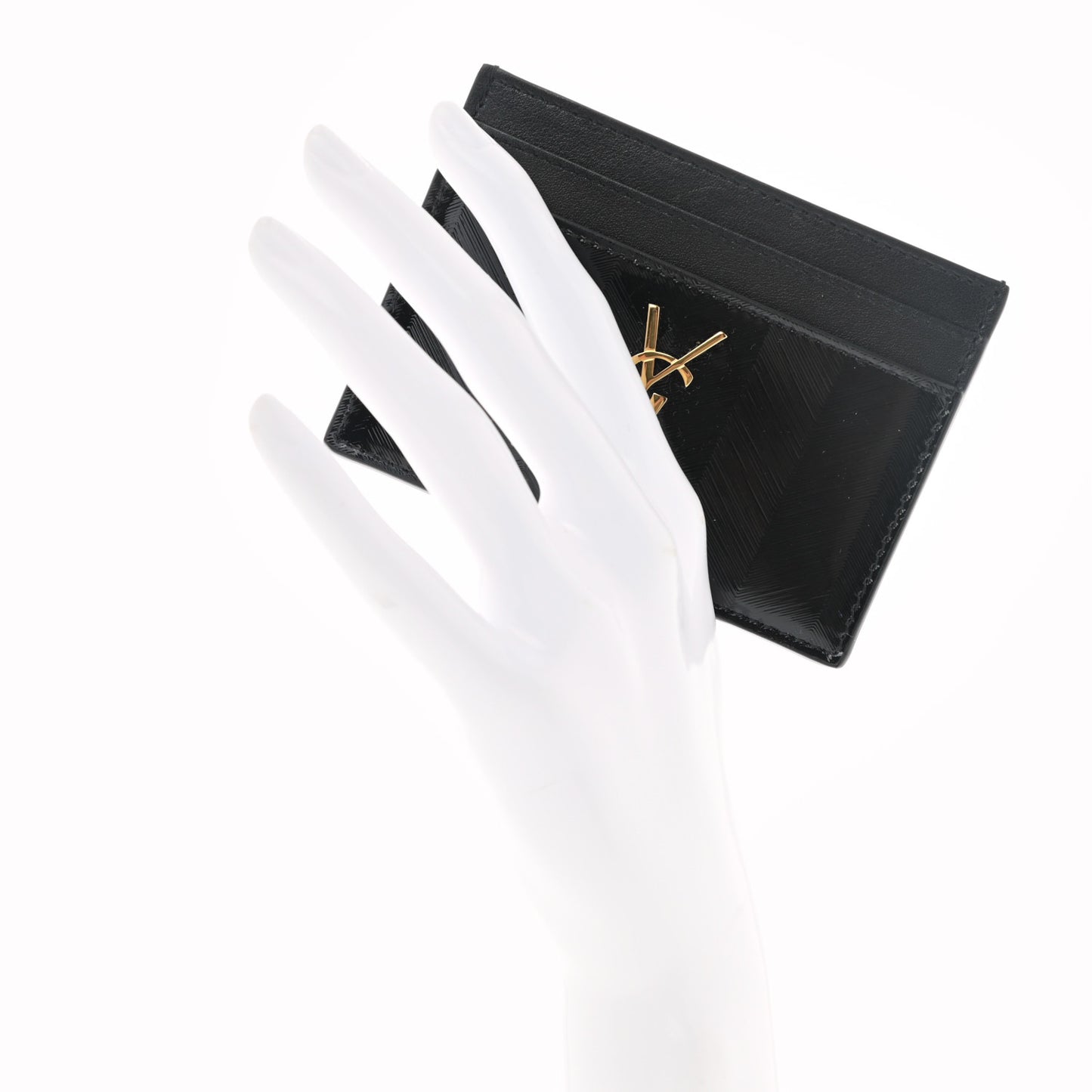 Embossed Calfskin Monogram Cassandre Credit Card Case Black