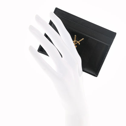 Saint Laurent Embossed Calfskin Monogram Cassandre Credit Card Case Black 2 of 7