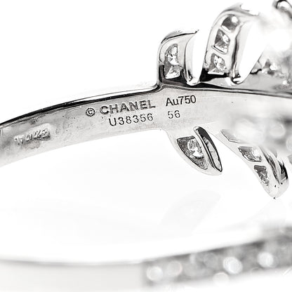 Chanel 18K White Gold Diamond Plume De Ring 56 7.5 3 of 4