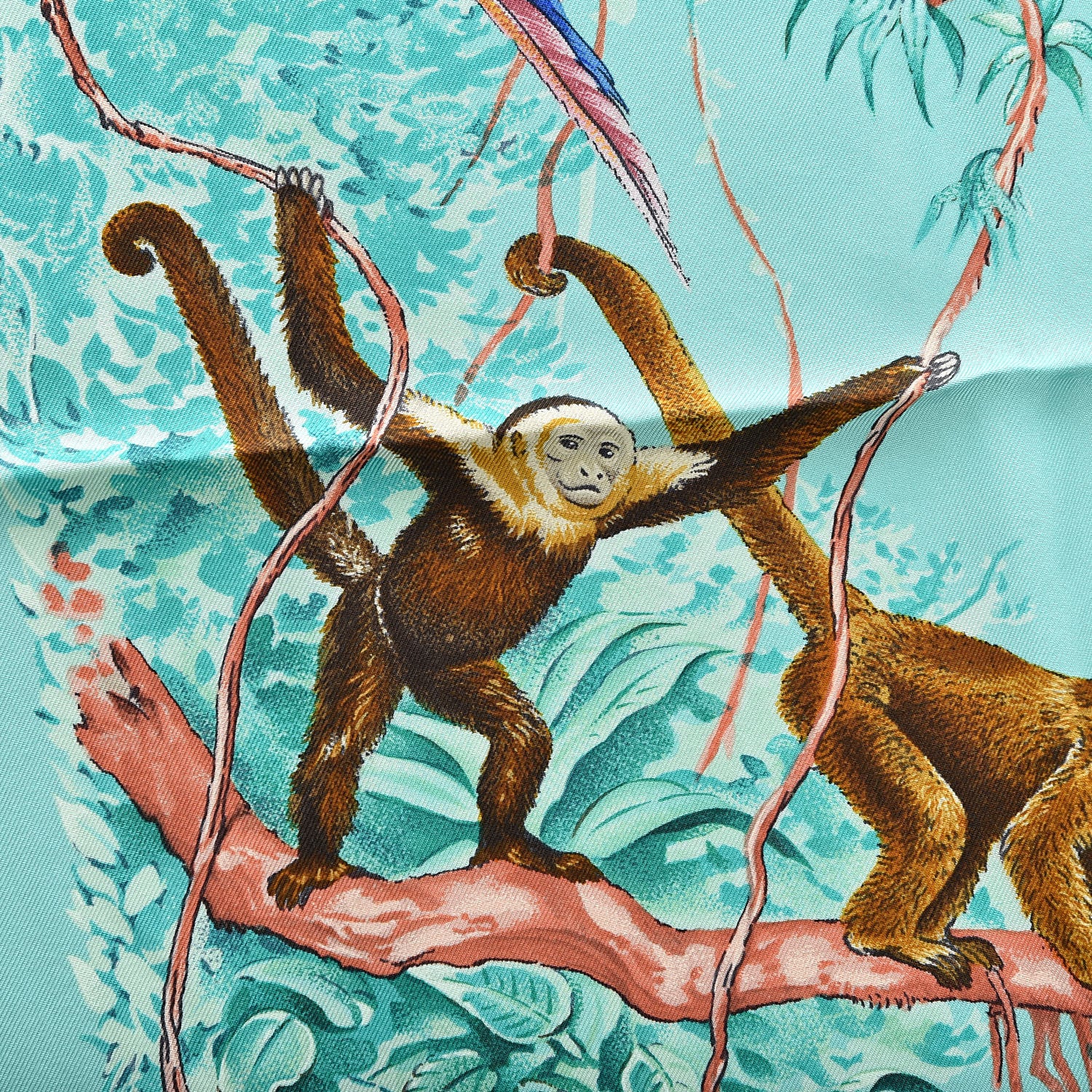 Hermes Silk Wash Equateur 90 Scarf Aqua Emeraude Fauve 5 of 8