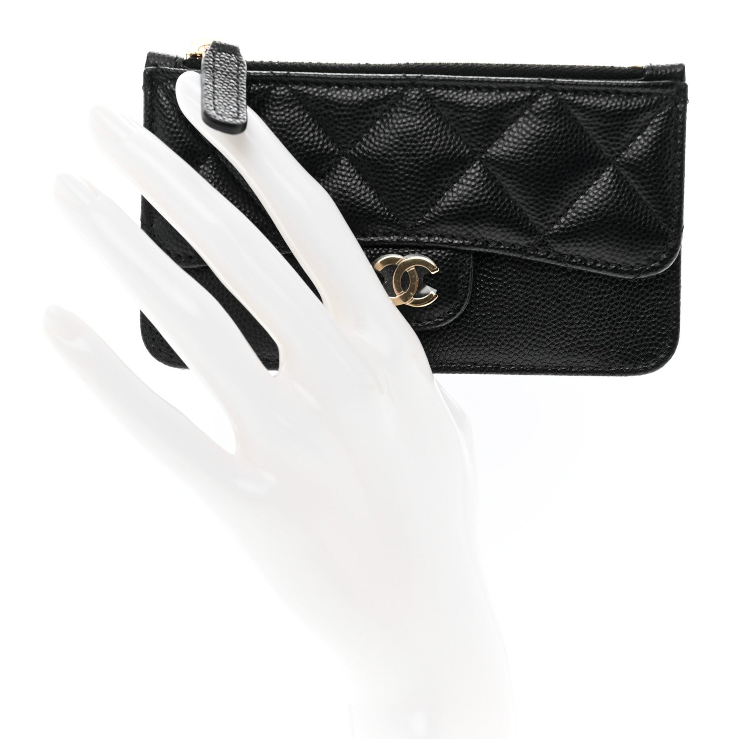Chanel Caviar Quilted Flap Zip Card Holder Black 2 of 8