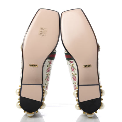 Gucci Calfskin Web Pearl Floral Embellished Peyton Loafer 41 White Multicolor 5 of 9