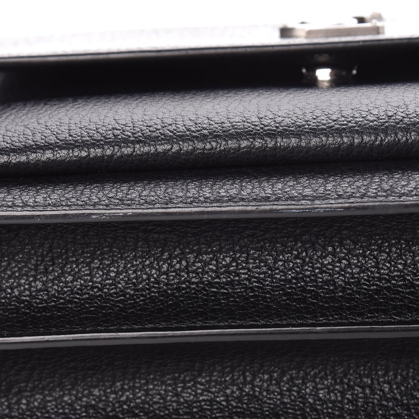 Grained Calfskin Medium Monogram Sunset Satchel Black