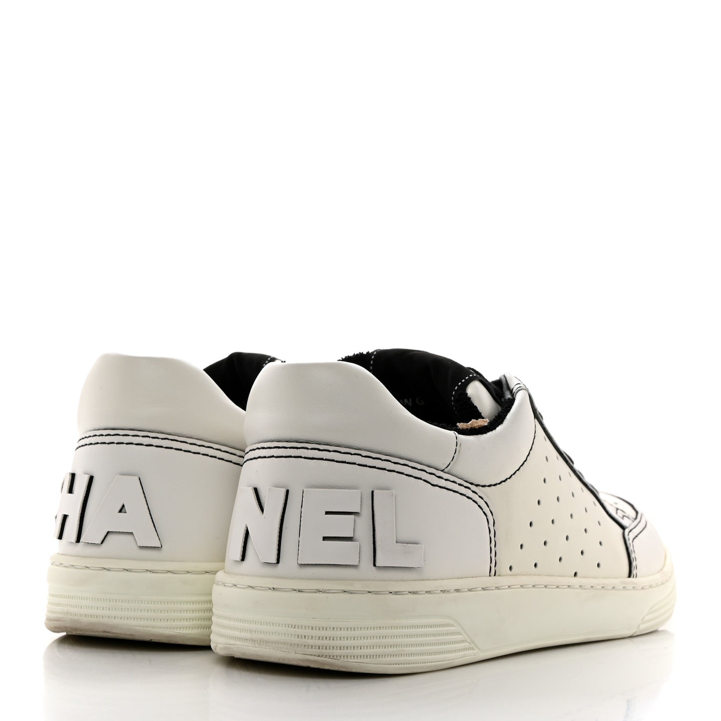 Calfskin Womens Logo Sneakers 39 White Black