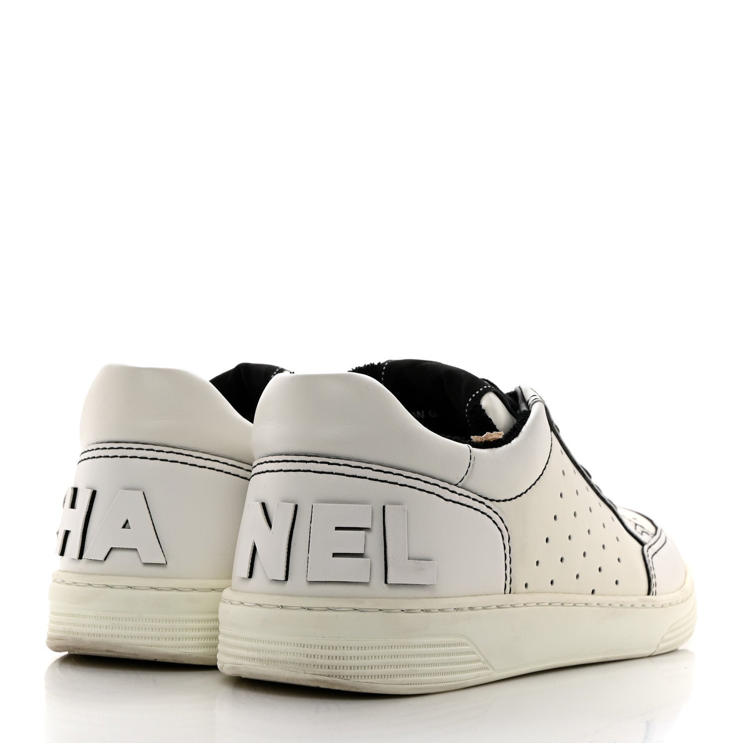Chanel Calfskin Womens Logo Sneakers 39 White Black 4 of 10