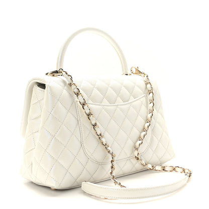 Chanel Iridescent Caviar Quilted Small Coco Handle Flap White 3 of 9