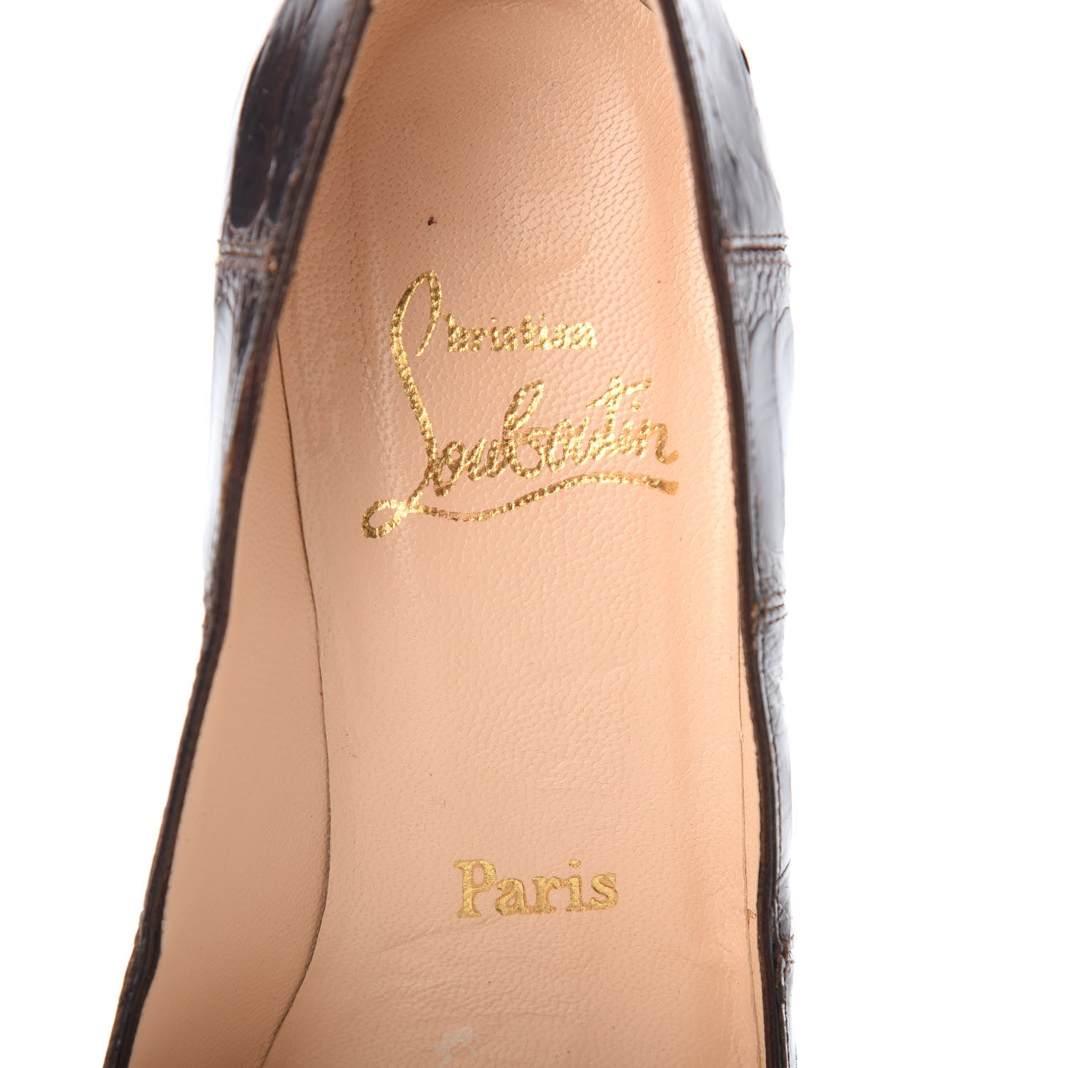 Christian Louboutin Ostrich Leg Ron Ron 100 Pumps 36 Brown 5 of 8