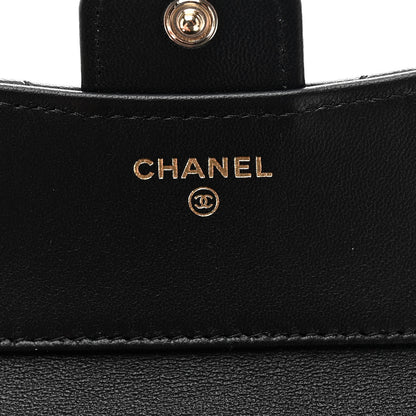 Chanel Lambskin Enamel Quilted Roller Skate Compact Flap Wallet Black 6 of 9
