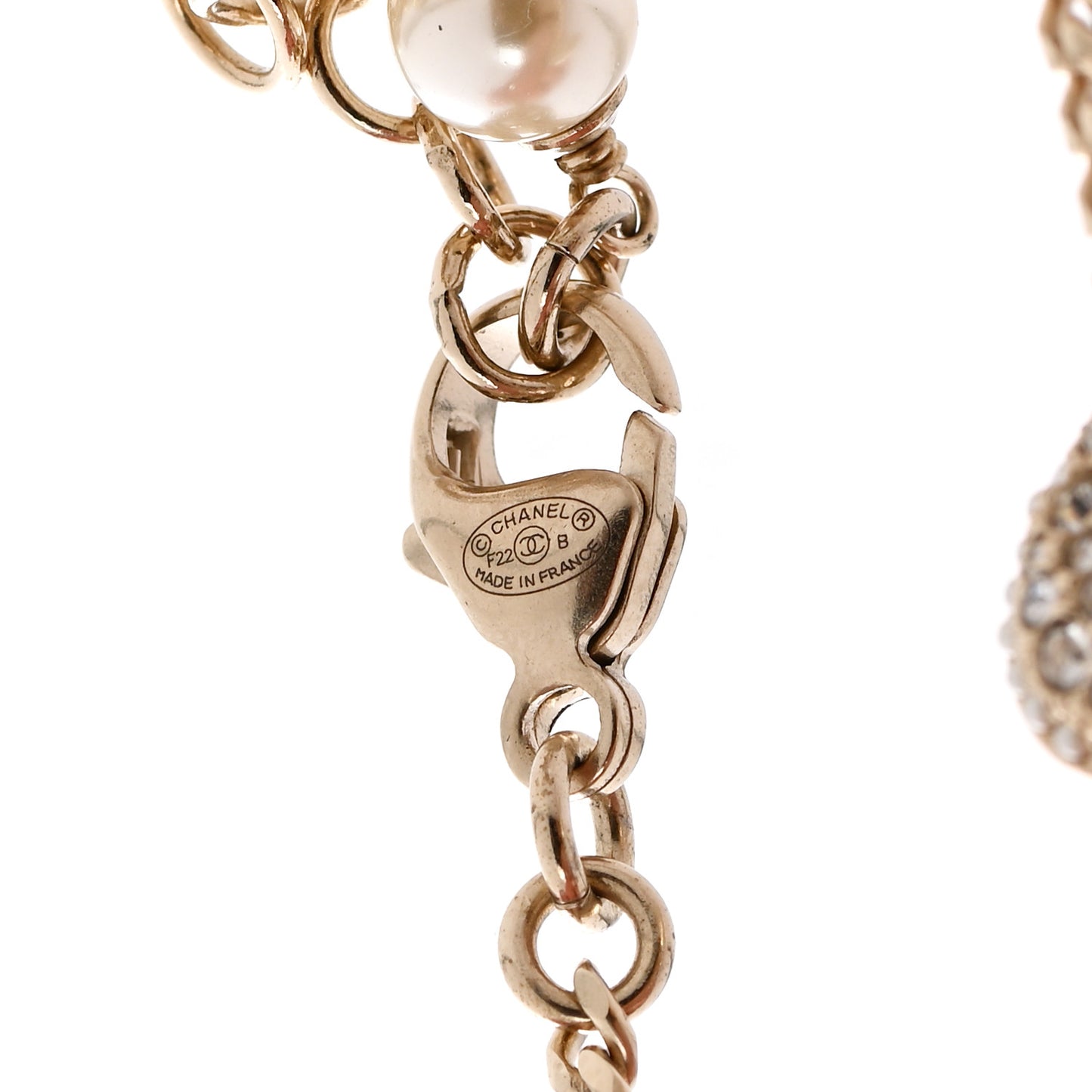 Crystal Pearl Chain Heart Bracelet Gold