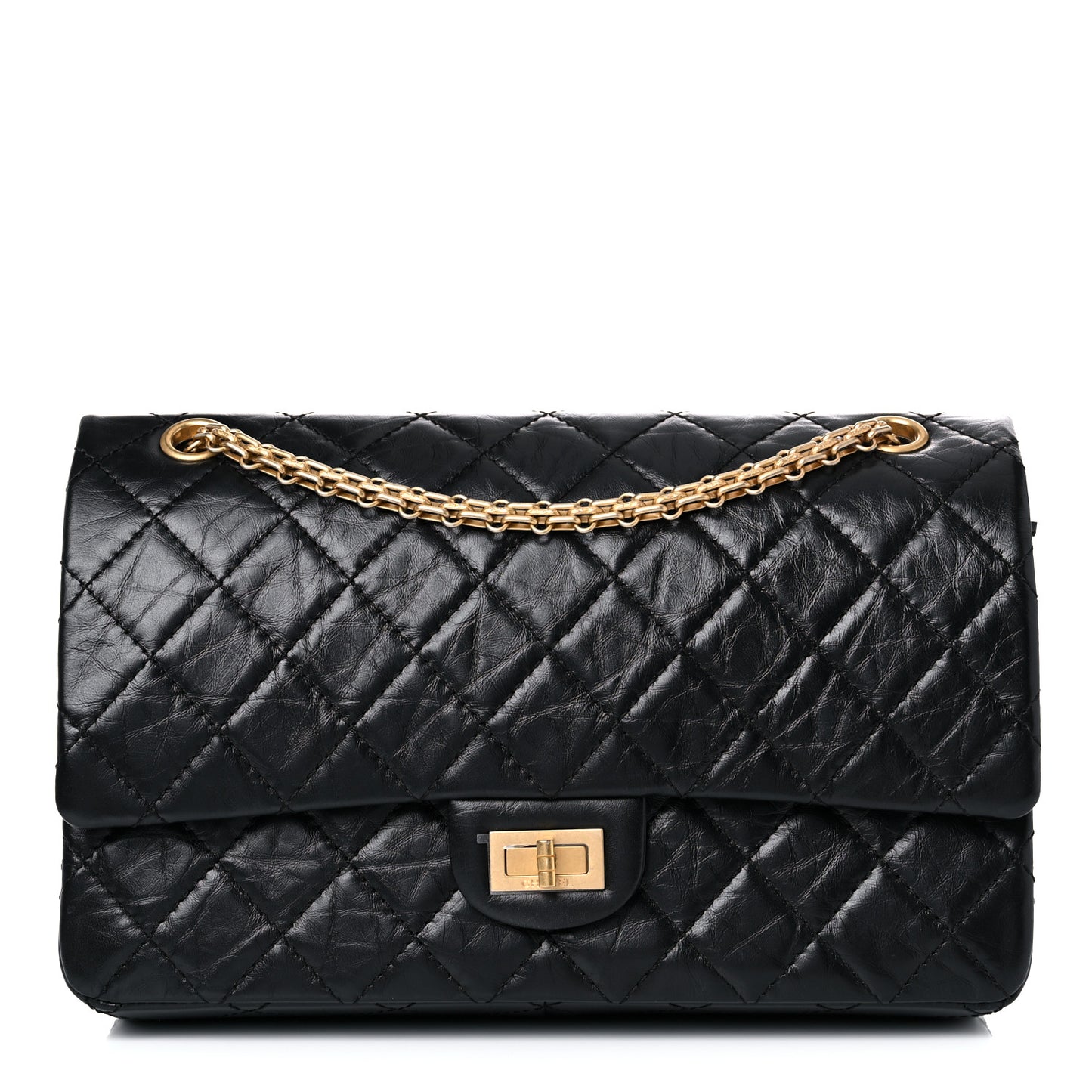 Aged Calfskin Quilted 2.55 Reissue 226 Flap Black