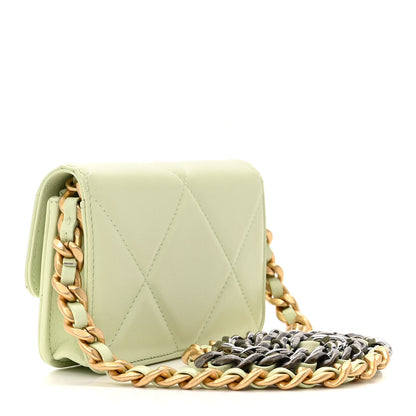Chanel Lambskin Quilted Chanel 19 Clutch With Chain Light Green 3 of 14