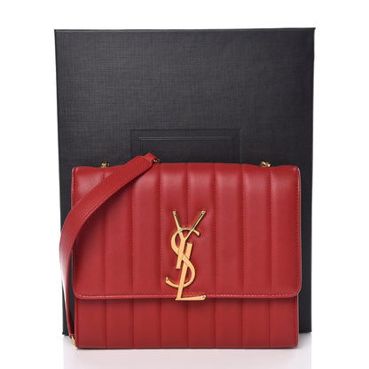 Saint Laurent Lambskin Matelasse Monogram Vicky Chain Wallet Rouge Eros 10 of 10