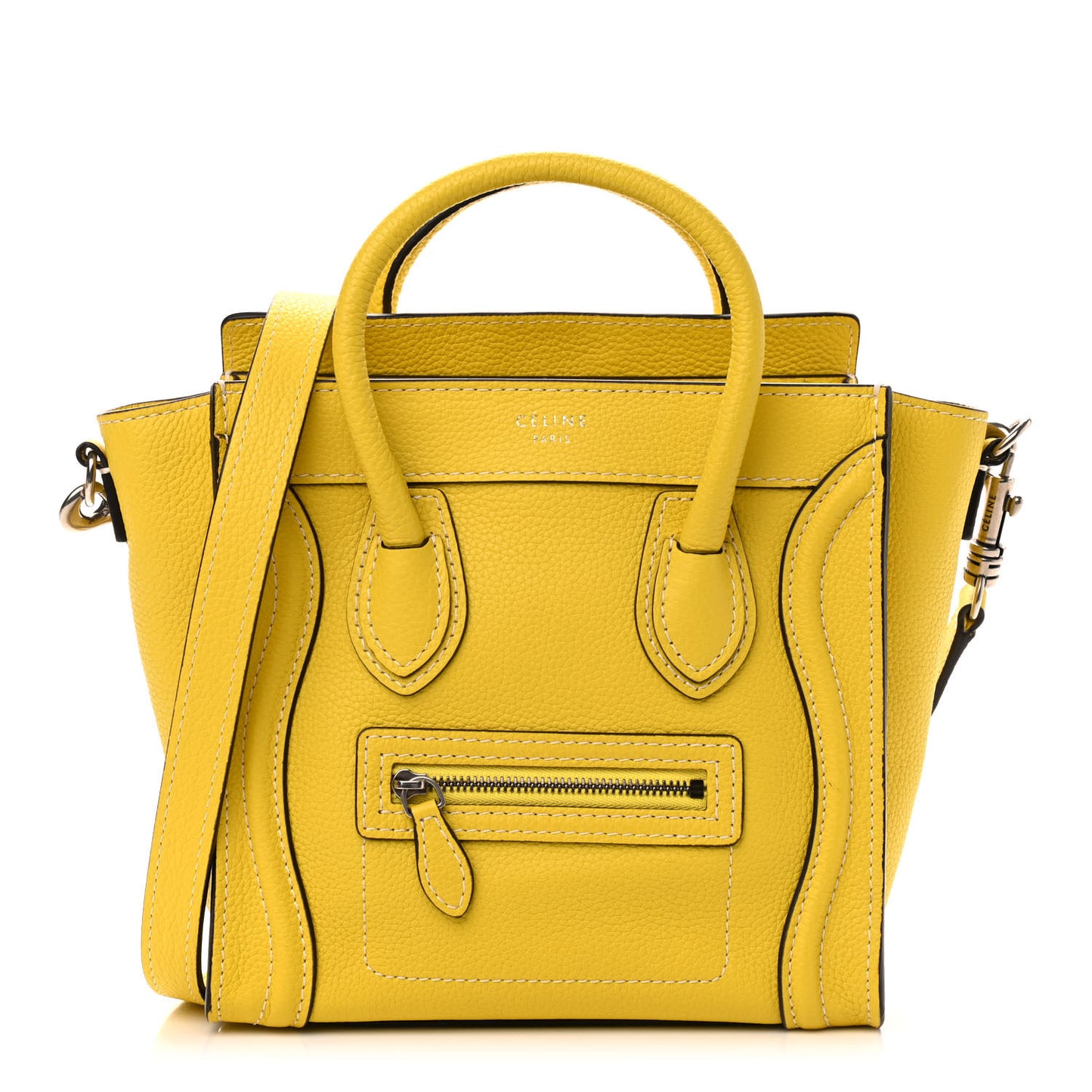 Drummed Calfskin Nano Luggage Citron