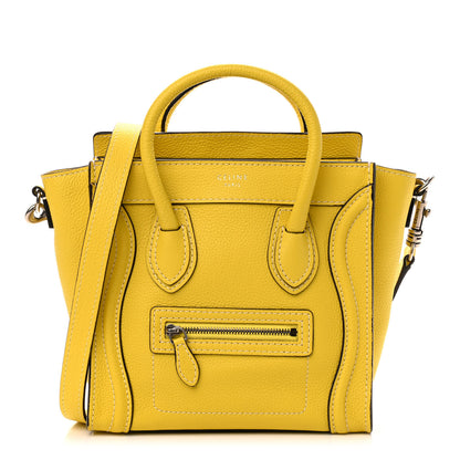 Celine Drummed Calfskin Nano Luggage Citron 1 of 9