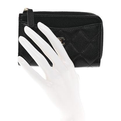 Chanel Caviar Quilted CC Zip Around Card Holder Black 2 of 8