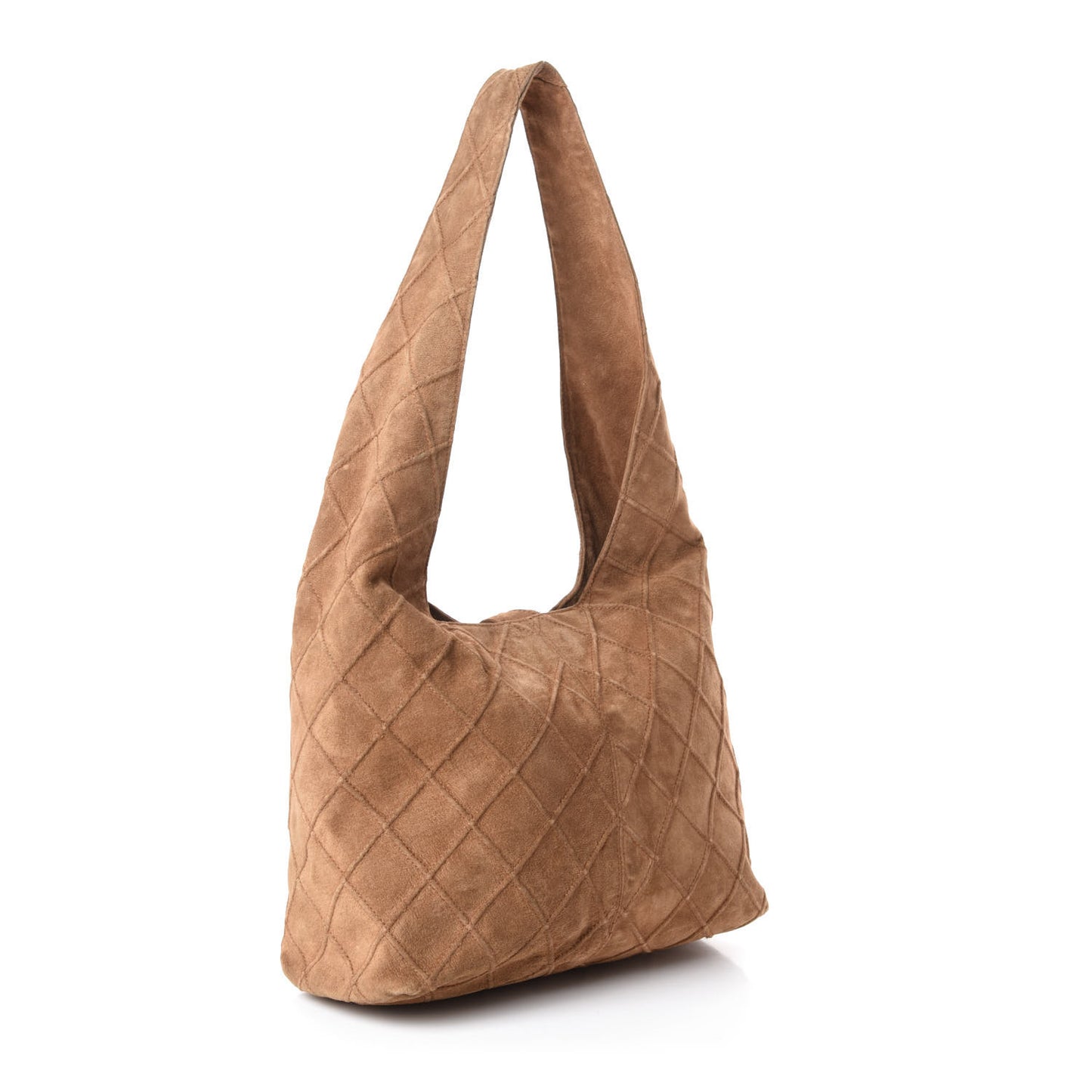 Suede Stitched Hobo Beige