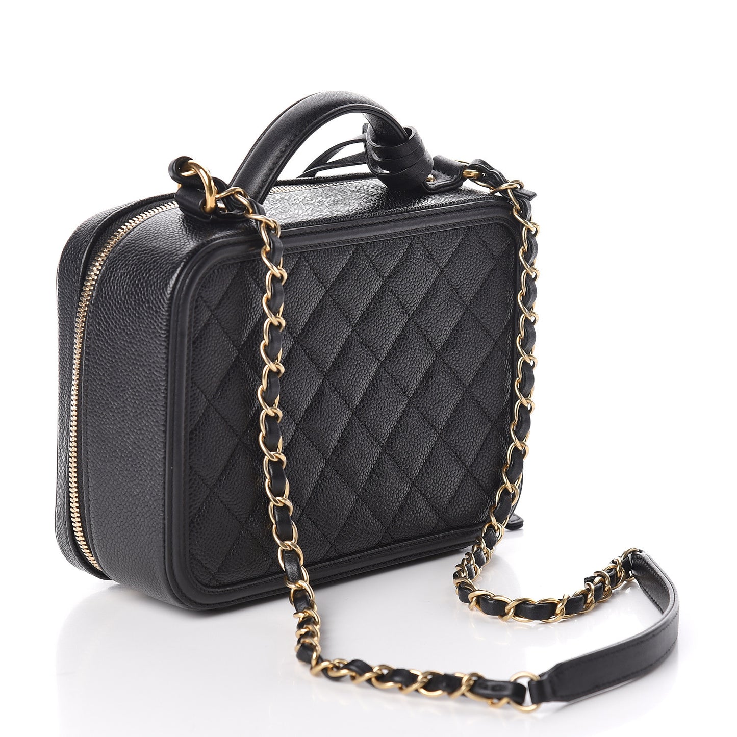 Caviar Quilted Medium CC Filigree Vanity Case Black
