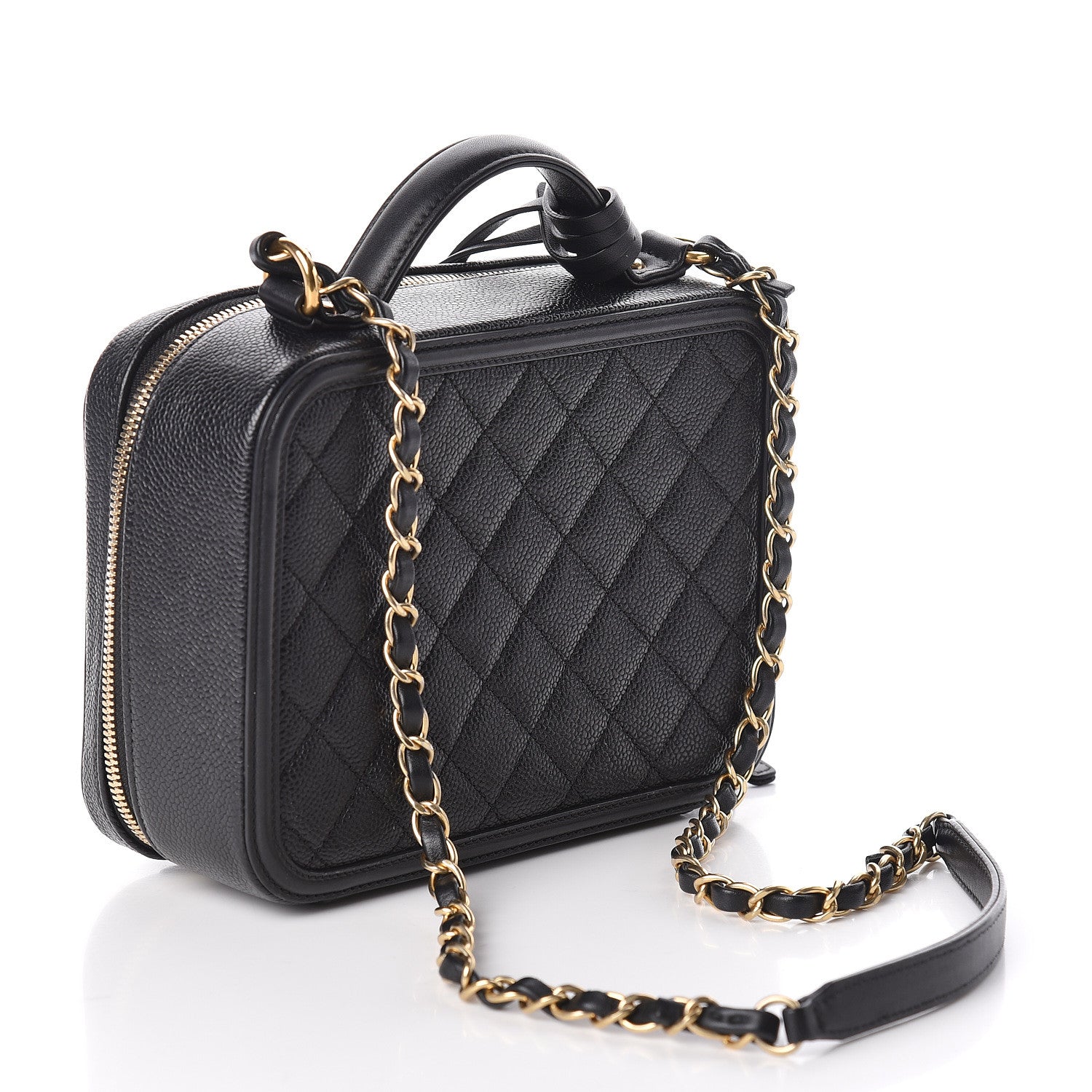 Chanel Caviar Quilted Medium CC Filigree Vanity Case Black 3 of 12