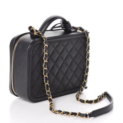 Chanel Caviar Quilted Medium CC Filigree Vanity Case Black 3 of 12