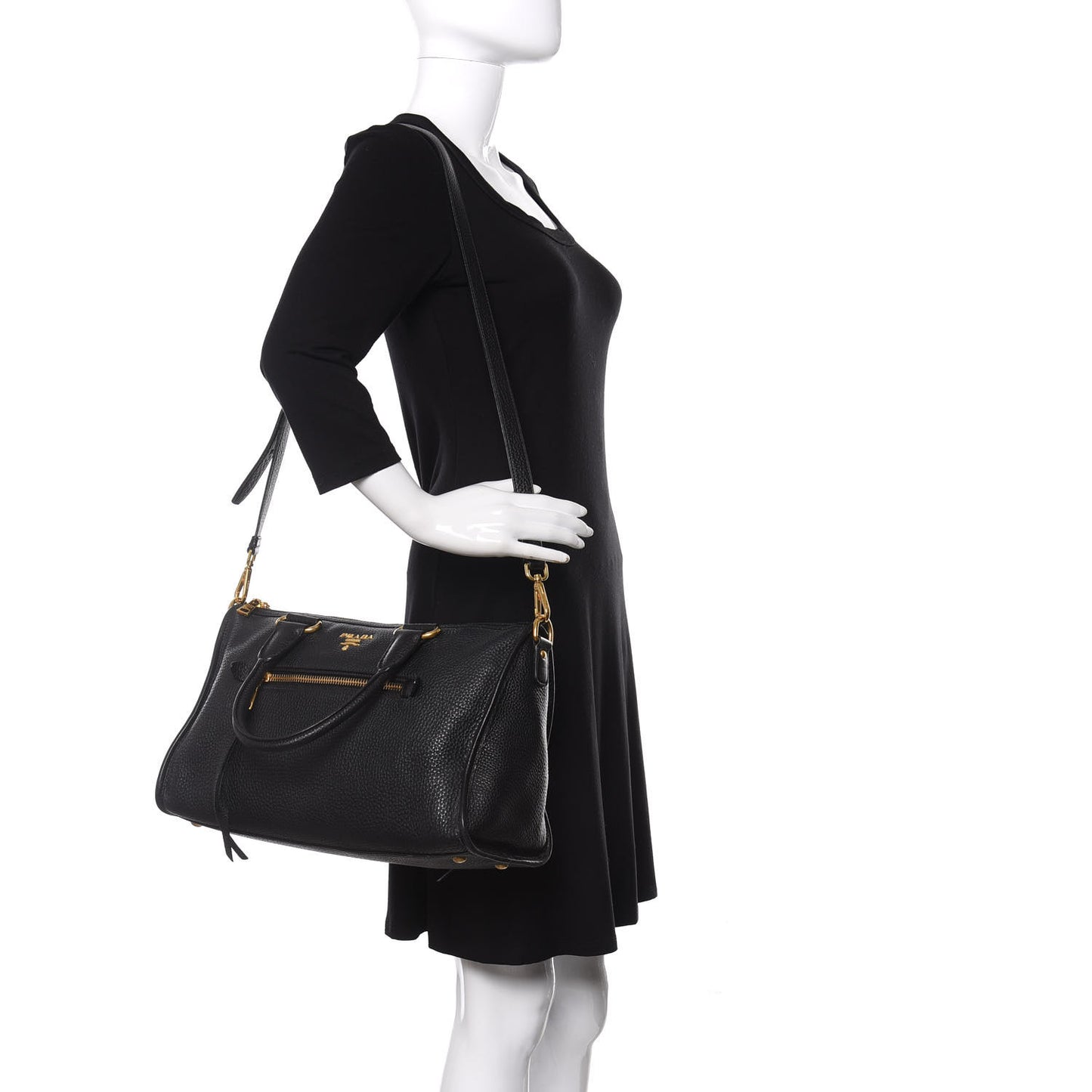 Vitello Daino Shopping Satchel Black