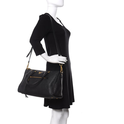 Prada Vitello Daino Shopping Satchel Black 2 of 14