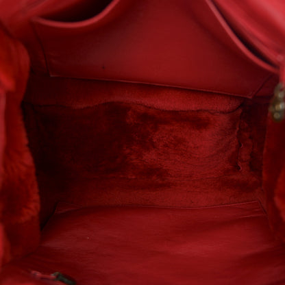 Chanel Suede Shearling Fur Handbag Red 5 of 14