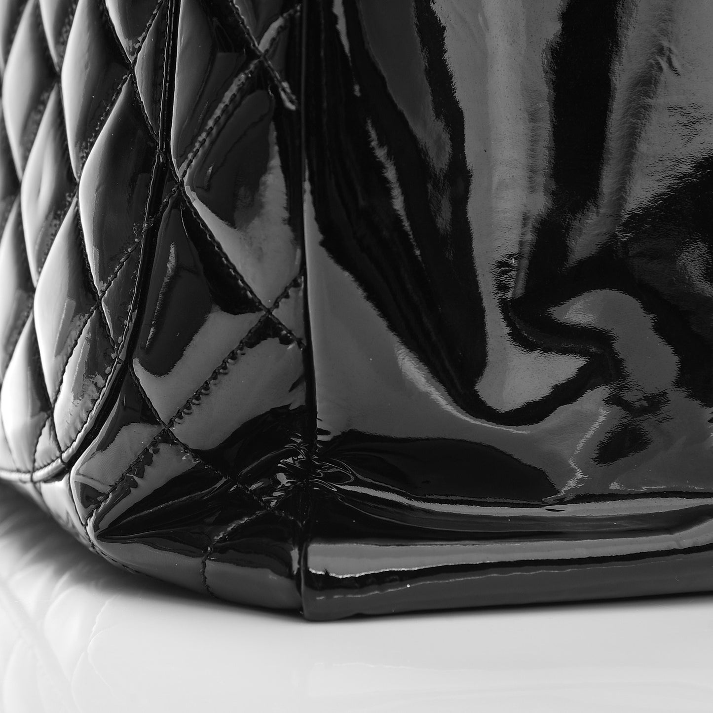 Patent Quilted Grand Shopping Tote GST Black