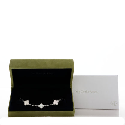 Van Cleef & Arpels 18K White Gold Mother of Pearl 5 Motifs Vintage Alhambra Bracelet 5 of 5