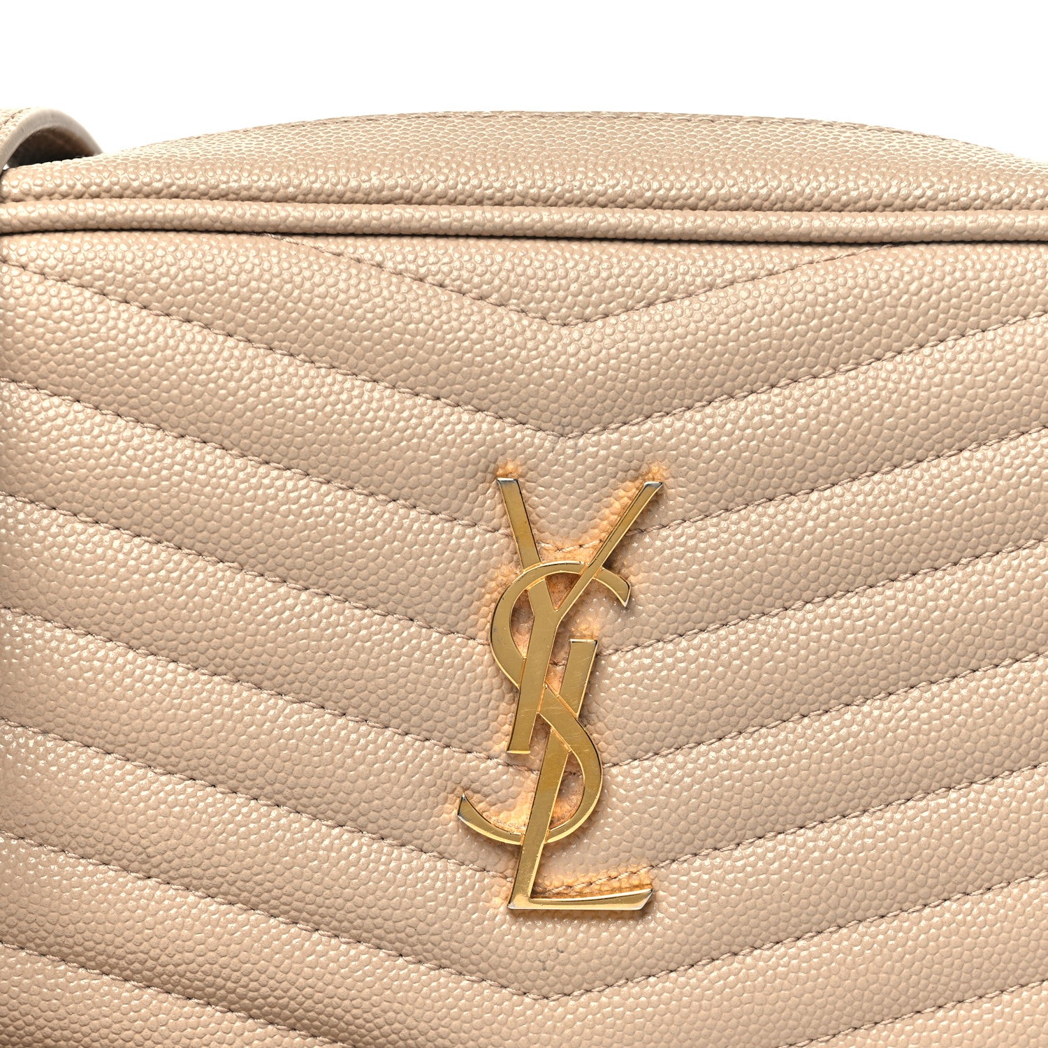 Saint Laurent Grain De Poudre Matelasse Monogram Mini Lou Camera Bag Dark Beige 8 of 11