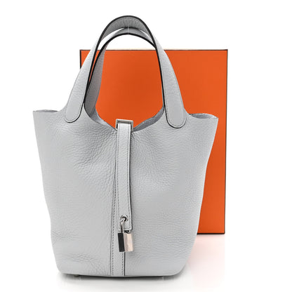 Hermes Taurillon Clemence Picotin Lock 18 PM Bleu Pale 11 of 11