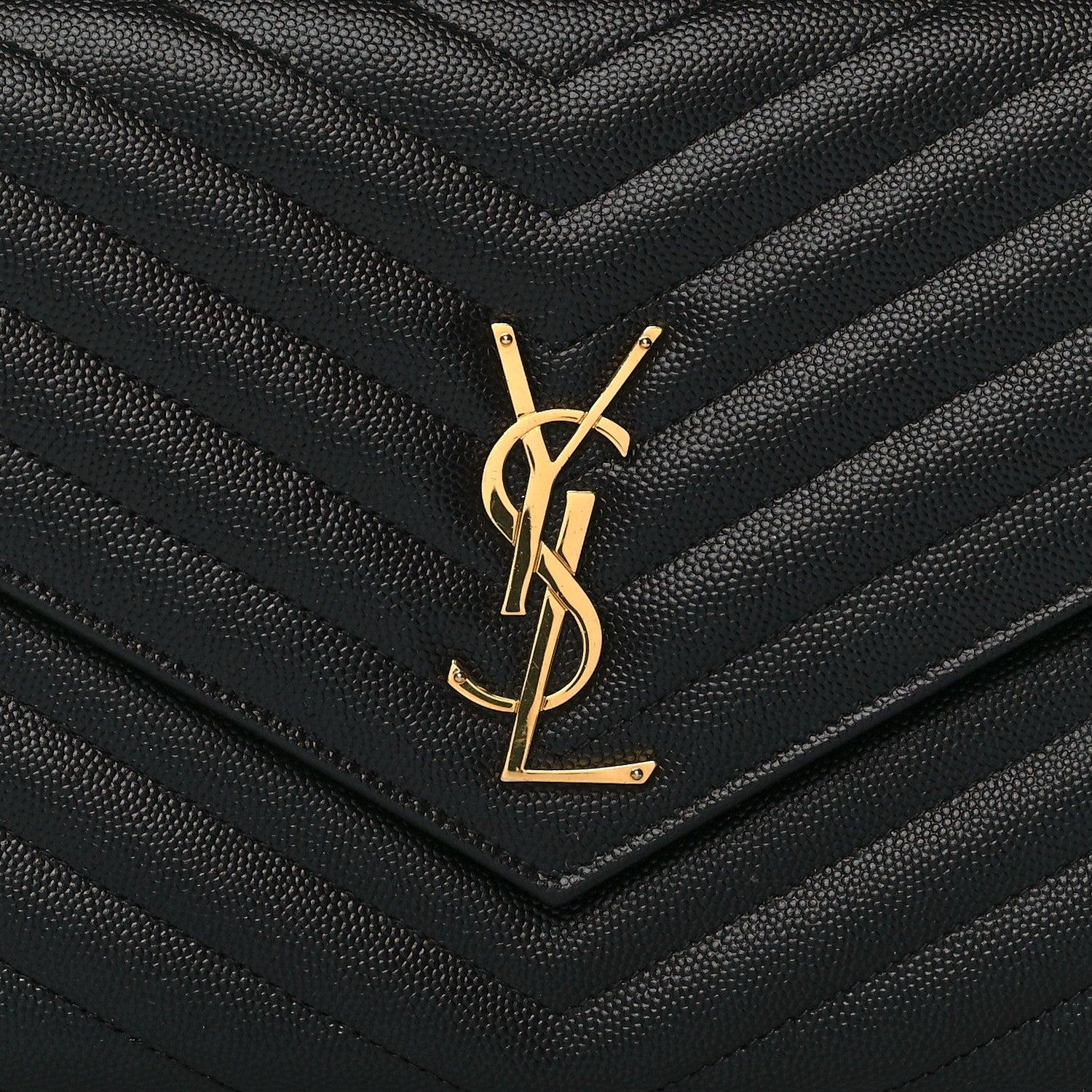 Saint Laurent Grain De Poudre Matelasse Chevron Monogram Envelope Clutch Black 8 of 10