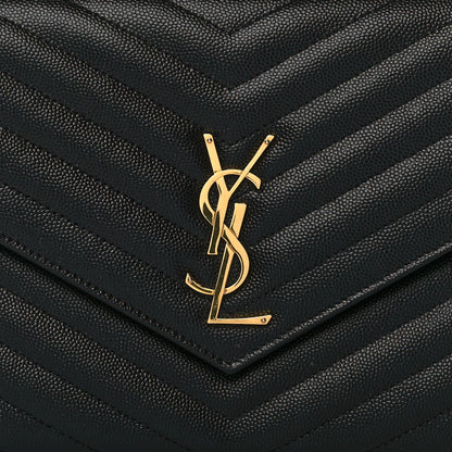 Saint Laurent Grain De Poudre Matelasse Chevron Monogram Envelope Clutch Black 8 of 10