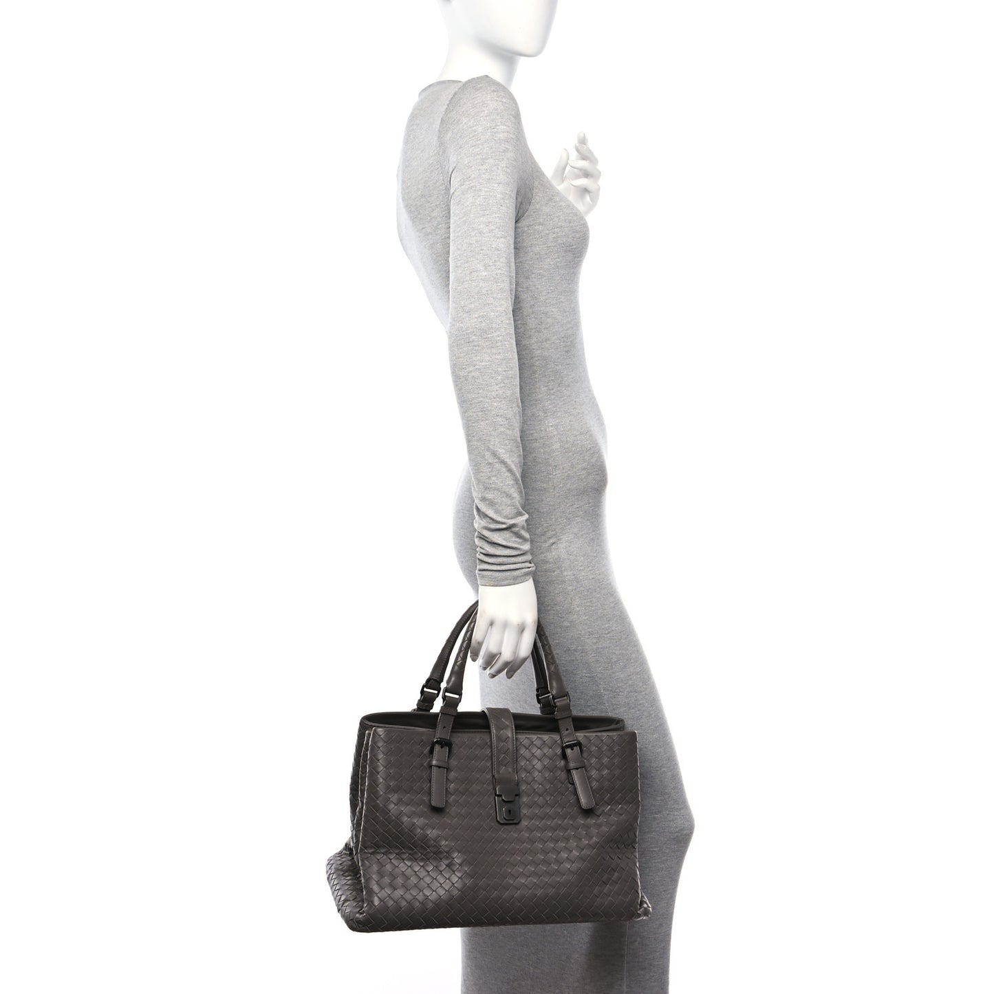 Nappa Intrecciato Medium Roma Tote Charcoal